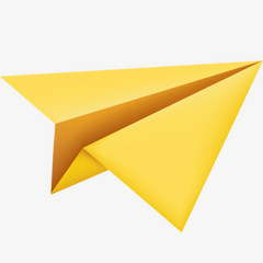黄色飞翔纸飞机